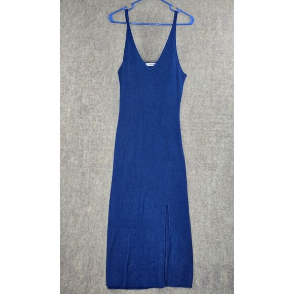 JustFab Blue Ribbed Knit Maxi Dress With Slit XXL Sleeveless Stretchy - Picture 1 of 8